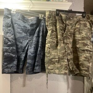 George Men's Camouflage Cargo Shorts - Blue and Tan